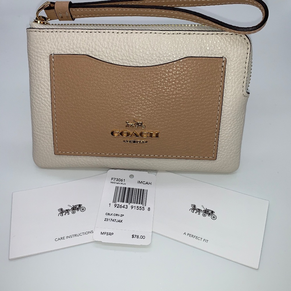 Coach Color Block Corner Zip Wristlet - Picture 6 of 7